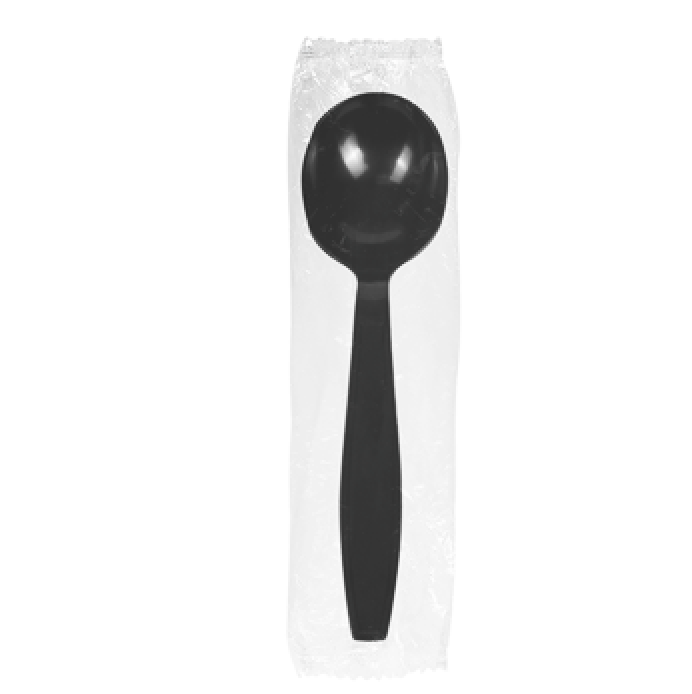 CUTLERY SOUP SPOON BLACK WRAPPED HEAVY WEIGHT PRODEL-LO-U3522B